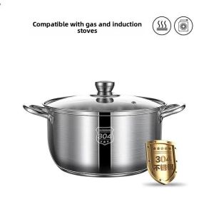 Thickened 304 Stainless Steel Soup Pot with Double Ears for Rice Porridge And Noodle Cooking Suitable for Gas And Induction Cooktops
