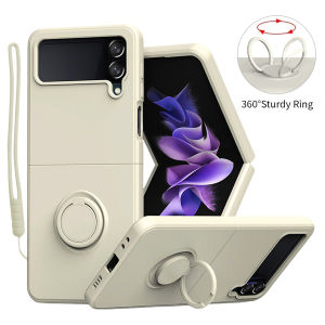 Magnetic Holder Silicone Multiplecolor Phone Case For Samsung Galaxy Z Flip 3 4 5 6 5G Ring Buckle Matte Cover Casing