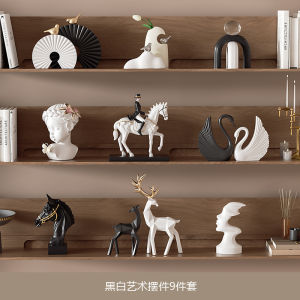 Artistic Black And White Wabi Sabi Style Living Room Display Shelf Decorative Accessories for Study Bar Cabinet Minimalist Design