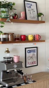 Two (2) layers coffee counter top wooden shelves bar counter top floating shelves bar counter top woodmen organizer coffee shelves display organizer wine display rack with concealed metal bracket tox and screw ready to install