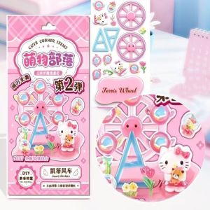 Sanrio | 4 Pieces DIY Cute Item Stack Sublimation Landscape Sticker 3D Character Decoration Sticker Notebook Birthday Gift