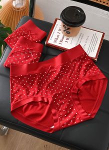 Red Modal Ladies Triangle Underwear Boxed Set of Three Chinese Zodiac Snake Year Wedding Celebration Briefs Sweet Style Printed