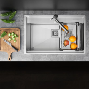 Chậu rửa bát Malloca MS6302ST inox cao cấp chế tạo bán thủ công thiết kế 1 hố rộng lòng sâu 235mm