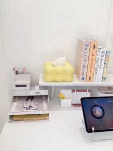 เดสก์ท็อปออแกไนเซอร์แร็คที่เรียบง่ายชั้นวางบนโต๊ะ/สก์ท็อปชั้นเก็บ40/60ซมประหยัดพื้นที่ติดตั้งง่าย