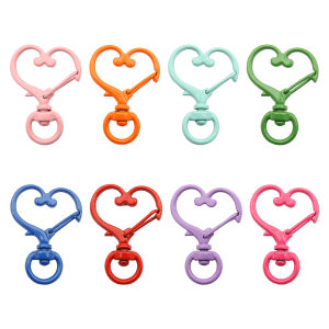 2/5Pcs 24x34mm Multicolor Heart Snap Hook Trigger Clips Buckles For Keychain Lobster Clasp Hooks For Necklace Key Ring Clasp Jewelry Supplies