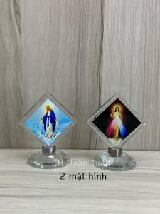 Tượng xoay để xe ô tô để bàn in hình Chúa Giê-Su hình Đức Mẹ - Quà tặng Công Giáo