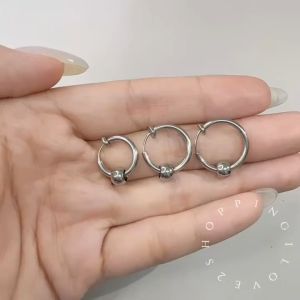 1/2pcs steel Korea new earrings non piercing studs hook chandelier hoop drop men women韩版钛钢不锈钢小圆圈弧面新款耳扣圆形耳环爆款饰品