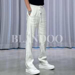 Comfortable Linen Mens Casual Pants Loose Fit Sporty Straight Leg Long Trousers Fashionable Lightweight Breathable Autumn