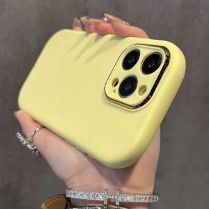 Minimalist Macaron Color Series for Iphone15promax Phone Case Electroplated Fine Hole Frame Apple 14 Drop-Resistant Protective Cover 13pro Skin Feeling 12 Pure Color 11P Female New Arrival XS/Xr/Xsmas