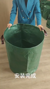 ถุงเก็บขยะในสวนแบบ60-500L ถุงเก็บใบไม้กันน้ำใช้ซ้ำได้กระเป๋าเก็บเศษใบไม้สำหรับสวนความจุขนาดใหญ่ สําหรับสระวายน ้ าลานสนามหญ ้