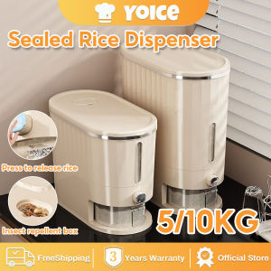 Yoice 5/10KG Rice Dispenser Sealed Rice Bucket Rice Storage Container Kitchen Food Storage Container Insect-Proof Rice Storage Box with Measure Cup
