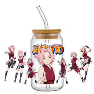Bandai | Popular Design Naruto Anime 16oz UV DTF 3D Transfer Cartoon Sticker Wrap Decals For Glass Can Cup Fashion Craft DIY Creative