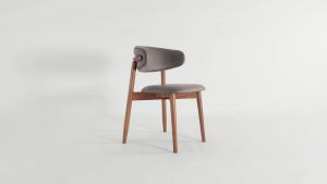 Scandinavian Designer Wooden Chair- Zola/ Solid Rubber wood / fabric cover with arm chair / Kerusi makan Kayu Getah