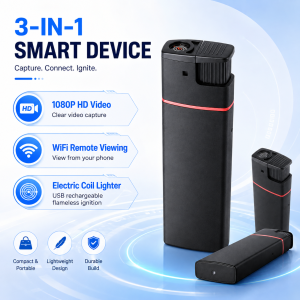 WiFi Lighter Camera 1080P Compact Portable Electric Coil USB Rechargeable Remote Viewing Video Recording for Home Office