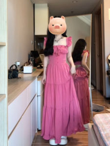 Xzy/Xin Zhengyan Plus Size Ladies Sweet French Flying Sleeve Square Collar Dress Womens Summer White Vacation Style Dress