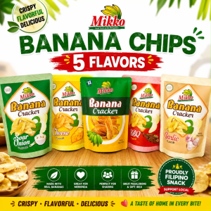 Mikko Banana Chips 5 Flavors Crispy Filipino Snack Pasalubong Sour Onion Cheese Sweet BBQ Garlic