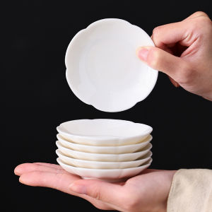 White Porcelain Tea Cup Mat Yangliyu Jade Anti-Scalding Insulation Pad Gongfu Tea Set Tea Ceremony Accessories Home Office Universal Mat