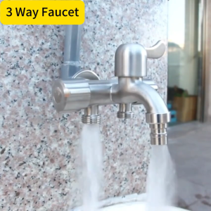 304 Stainless Steel Three Tap Multifunctional Stainless Steel Faucet Three Way Tap