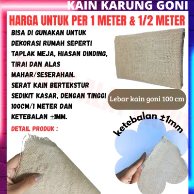 BAHAN KAIN KARUNG BURLAP JUTE GONI RAMI NATURAL HEMP FABRIC METERAN