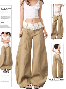 Quần Jeans Denim Ống Rộng Mát Xanh Cổ Điển Cho Nữ MZVZ Quần Ống Rộng Dáng Thẳng Mùa Hè Thiết Kế Quần Jeans Denim