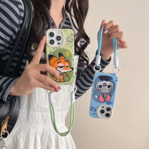 💯【Phone Case】+FREE Shipping 💯Japanese Korean Anime Cartoon Rabbit Fox Embroidered Suitable For iPhone 16 15 14 13 12 Pro Max 11 Phone Case All Inclusive Anti Drop Cover