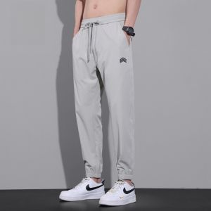 ROMON | Lormen Ice Silk Mens Summer Thin Quick Dry Sports Loose Harem Elastic Casual Long Pants Youth Vitality Style Nylon Fabric