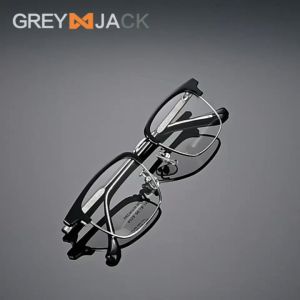 Grey Jack Frame Kacamata Kotak Model Half Bahan TR90+Metal Ringan Fashion Pria dan Wanita Stylish Bisa Minus 8025