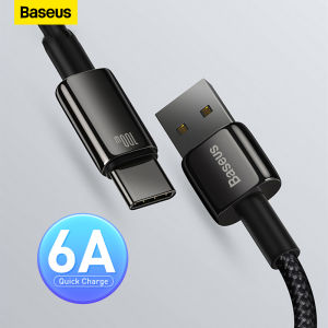 Baseus 100W USB Type C สายสำหรับซัมซูง Pro สายชาร์จเร็ว USB-C ที่ชาร์จสายไฟสำหรับ Huawei ข้อมูล P30 Realme OnePlus Poco F3