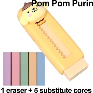 Sanrio Hello Kitty Kuromi Melody Cute Cartoon Push and Pull Pencil Eraser Student Retractable Less Smear Eraser Replaceable Core