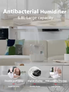 6800ML Ultrasonic Humidifier Air Purifier Diffuser Humidifier for Bedroom LED Night Light Type-C Ultrasonic Air Humidification Dual Holes Atomized Aromatherapy with water Essential oil