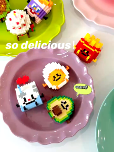 Snack & Fruit Building Block Education DIY Cute Food 3D Mini Cartoon Block Snek & Buah-buahan Blok Mainan DIY Makanan