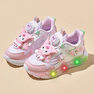 KUOBURENSHENG | Non-slip Soled Glow in the Dark Rotating Buckle Mesh Breathable Soft Bottom Girls Sports Shoes