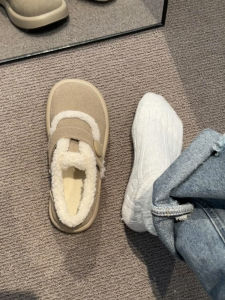 Fashionable Cute Snowy Cotton Boots Womens Fleece Lined Thick Bottom Anti Slip Warm Cotton Shoes Korean Style Casual Low Heel