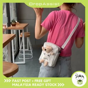 DROPASSIST 1181 Cute kids bear tote sling bag women handbag clutches Canvas Shoulder Fashion Bags Design Beg Tangan