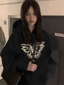 American Retro Sweatshirt Female 2024 New Arrival Spring & Fall Loose Korean Idle Style Hooded Thin Oversize Outwear