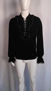 20232023 Punk Rave Velvet Gothic Shirt Medieval Vintage Noble Long Sleeve Mens Top Halloween Party Cosplay Costume