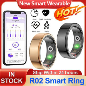 R02 Smart Ring Sleep Monitor Bluetooth5.0 Blood Oxygen Tracker Fitness Tracker Ring IP68 & 5ATM Waterproof Multi-sport Modes