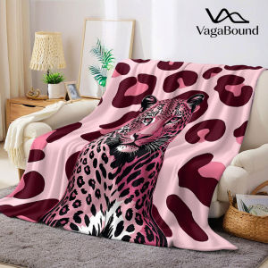 BILIBILI | Pink Leopard Portrait Flannel Blanket Warm Soft Halloween Christmas Decorative Couch Warm Cozy All-Season Gift