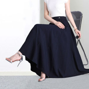 Casual Cotton Linen Skirt Maxi Dance Square Dancing Skirt Women Summer Leisure Dancing Skirt New Style High Waist A-Line Skirt