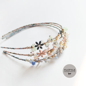 Sweet Fresh Floral Painted Crystal Zircon Wire Winding Hairband Pressed Hair Head Buckle Womens Hair Accessories Korean Style