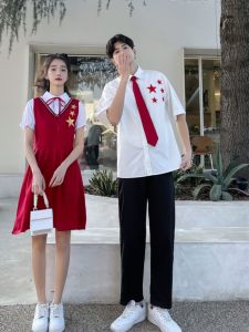 โรงเรียนมัธยม นักเรียน สไตล์จีน Class ชุดชุด Stage Performance บทกวีแห่งชาติ Recitation สีแดง เดรส ชนเผ่า เครื่องแต่งกาย