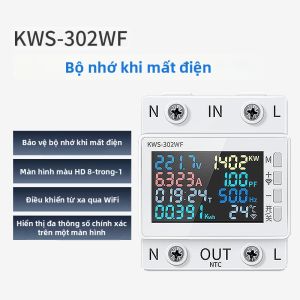Công Tơ Điện Thông Minh Wifi 8 Trong 1 Màn Hình Màu Điện Áp AC 170V-270V Đo Dòng Điện Công Suất Điện Năng Tiêu Thụ (kWh) Điều Khiển Từ Xa Qua Ứng Dụng Đồng Hồ Đo Điện Áp Kỹ Thuật Số
