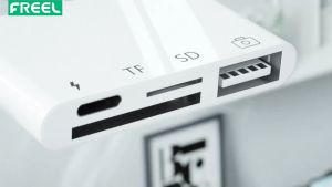 Bộ Chuyển Đổi Đầu Đọc Thẻ SD TF Cho iPhone/iPad Bộ Chuyển Đổi Kết Nối Máy Ảnh USB OTG 4 Trong 1 Với Đầu Đọc Thẻ SD TF Và Bộ Chuyển Đổi Sạc Hỗ Trợ IOS 16 Mới Nhất