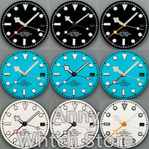 29mm NH34 Dial GMT Watch Dial With Hands Set For NH34 Series Calendar Dial C3 Green Luminous Watch Parts Accessories