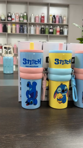 Stitch Thermos Bottle SUS316 Stainless Steel Tumbler Cup Large Capacity Vacuum Bottle Insulated Cup With Straw 700ML 史迪仔保温杯  吸管杯