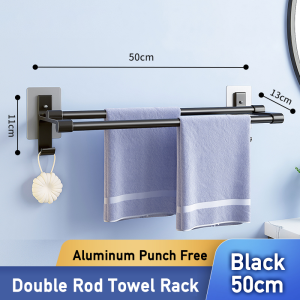 Non-drilling Towel Rack Double Layer Self Adhesive Bathroom Shower Bath Room Toilet Towel Holder Two Bars Hand Towel Holder Rail