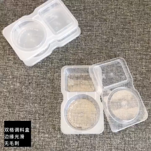 20pcs Plastic Condiment Containers Dual Compartment Seasoning Box with Lids/Double Compartment Snack Containers/Stackable Space Saving Organizers for Snacks Salad Dressings.