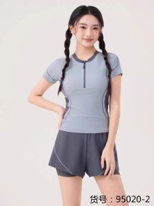 Yingxi Meng New Style Womens Two-Piece Swimsuit Exposing Waist Slimming Sports Swimwear 78059 for Teenage Girls And High School Students