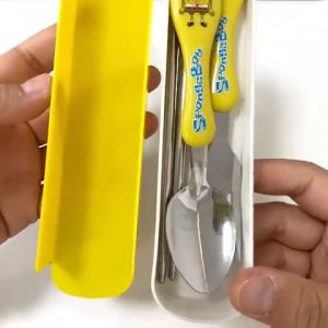 BabyShine Sendok Garpu Set Garpu Sendok Anak Stainless Lucu Kartun / Peralatan Makan Anak Set
