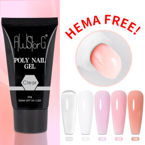 AWStorG Hema Free Poly Nail Gel 30ML Acrylic Gel Finger Extension Transparent Jelly Nail Art Extension Quick Building Soak Off UV